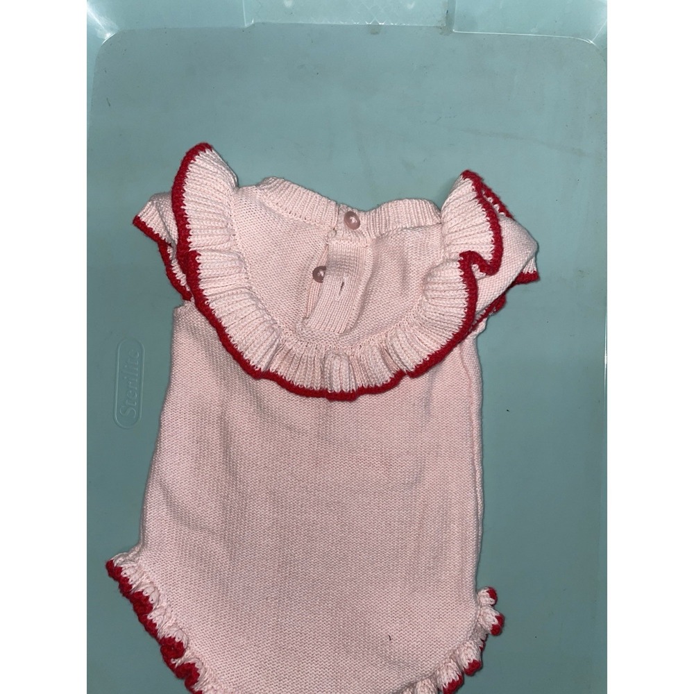 Nicole Miller Baby Girl Embroidered Knit Sweater Body Suit 3/6 Months Strawberry - Picture 9 of 10